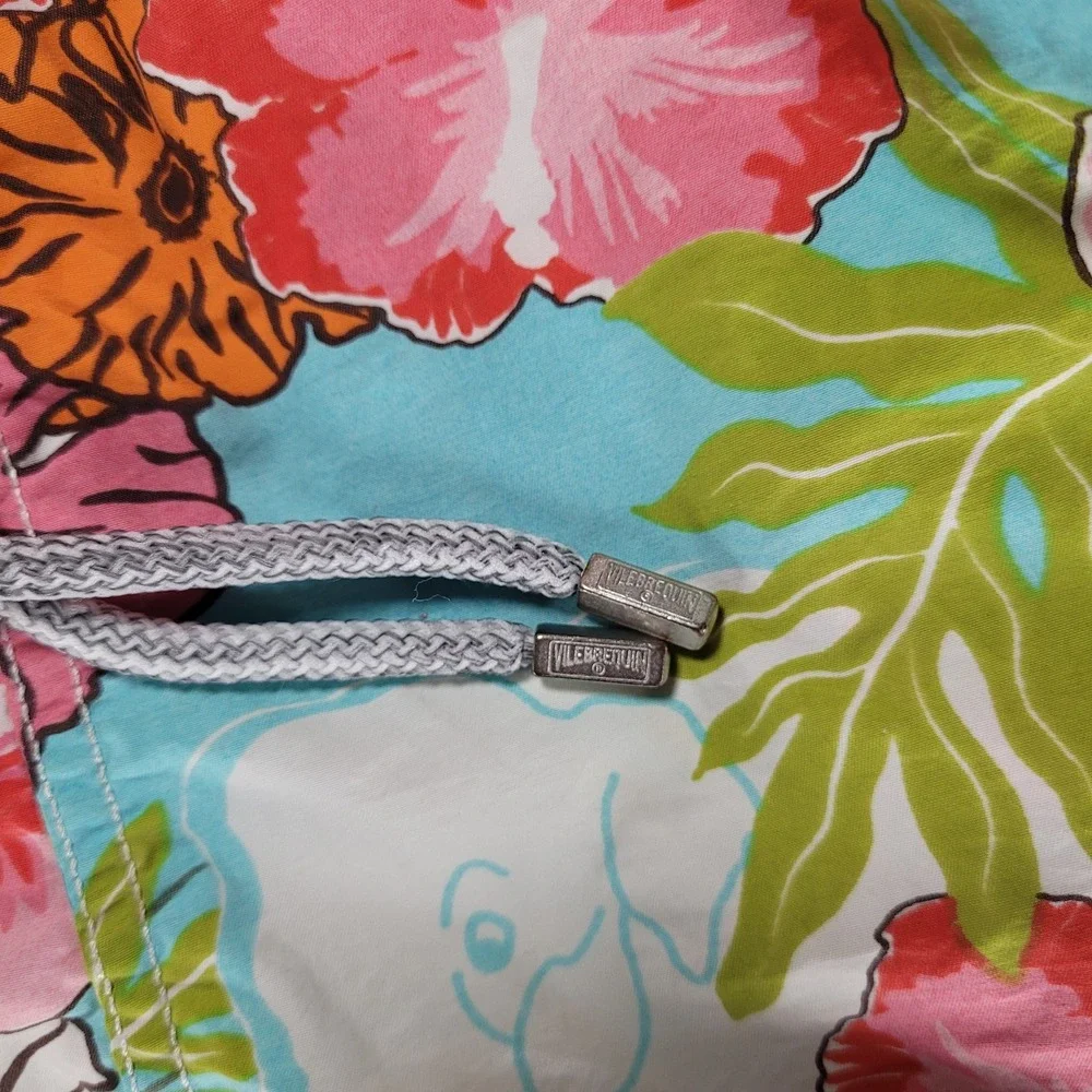 Vilebrequin Men's Swim Trunks L Large slSwimsuit Floral Hibiscus Elephant